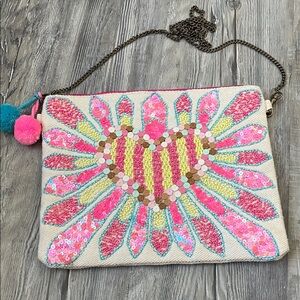 Katydid Multicolor Heart Sequin Clutch